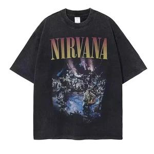 Nirvana grunge Style Washed Oversized Graphic T Shirt Vintage Band Tee M XXXL