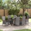 VidaXL 7-piece Garden Dining Set with Gray Cushions In Poly Rattan 3379454