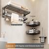 Gunmetal Gray Punch-Free Wall-Mounted Bathroom Towel and Toilet Storage Rack
