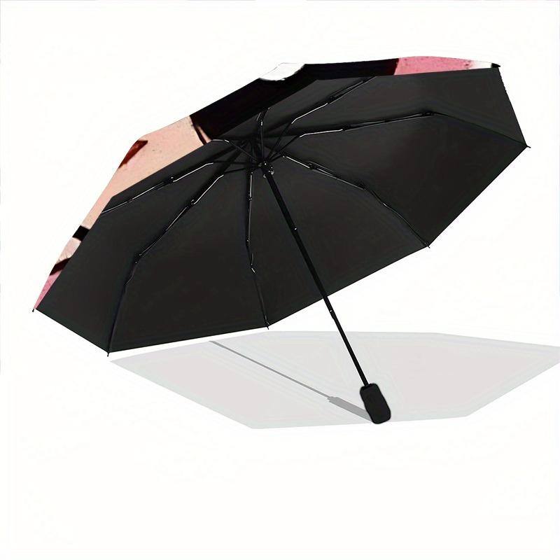 Powerpuff Girls Characters Automatic Folding Windproof Umbrella with Sturdy Iron Frame, Portable Compact Travel Umbrella All-Season Use Parties