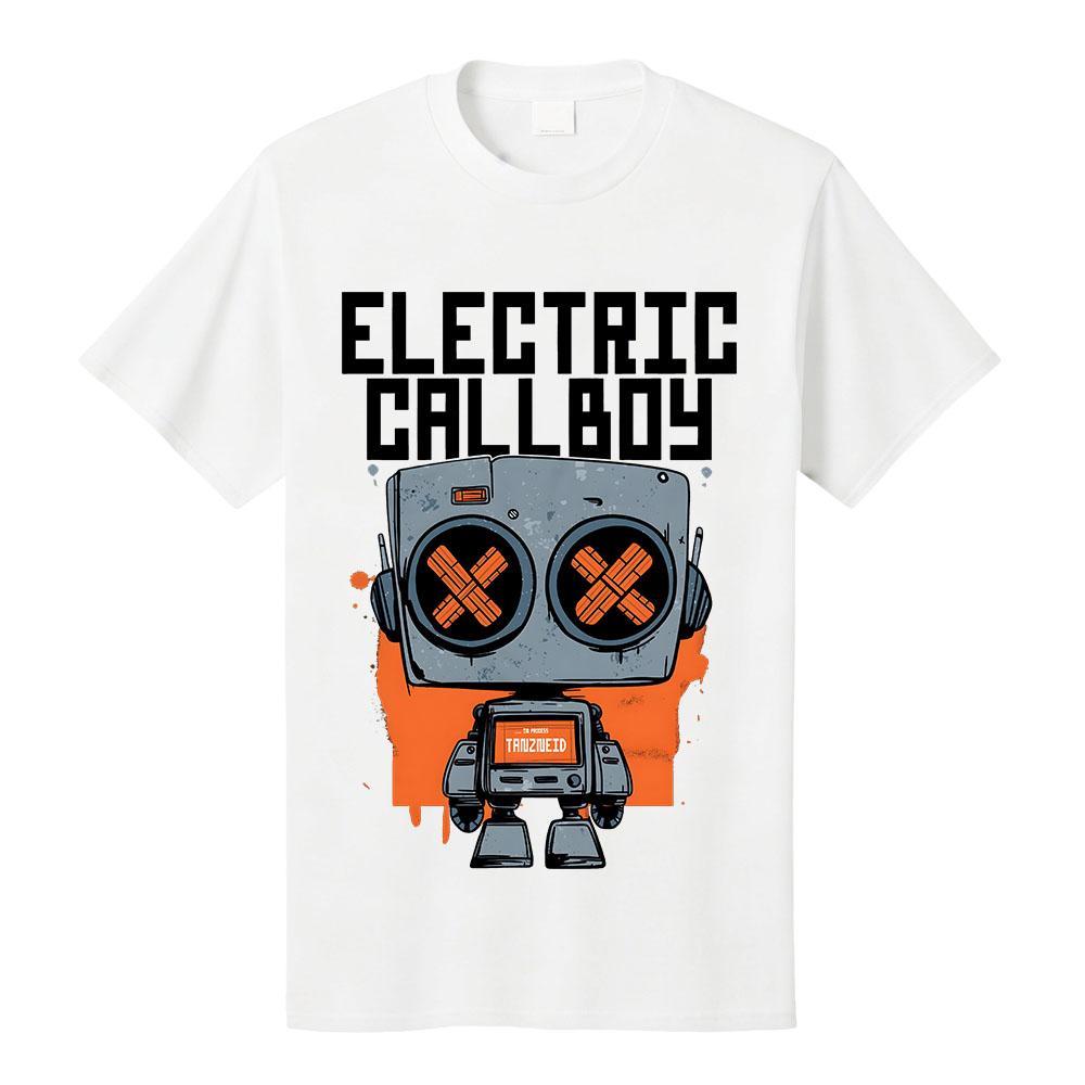 

ELECTRIC CALLBOY Tanzneid Robot Shirt Summer Cotton Female T-shirt Unisex Streetwear Short Sleeve O-neck Tees Graphic Top XS белый