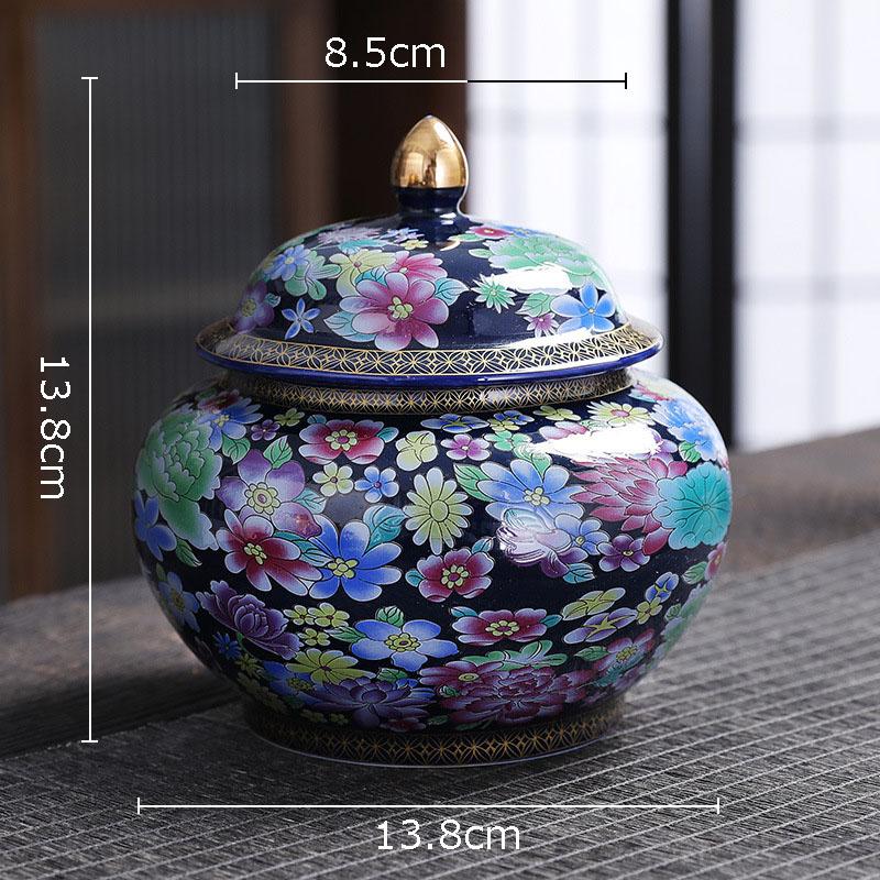 Enamel Color Porcelain Tea Canister Sealed Ceramic General Jar Storage Jars Desk Decoration Tea Cans Candy Pots Tea Caddy