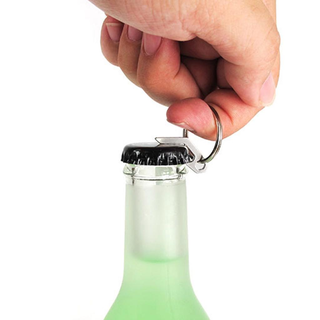 Mini Pocket Beer Bottle Opener Alloy Multifunction Small Keychain Gadgets Opener Pendant with Keyring