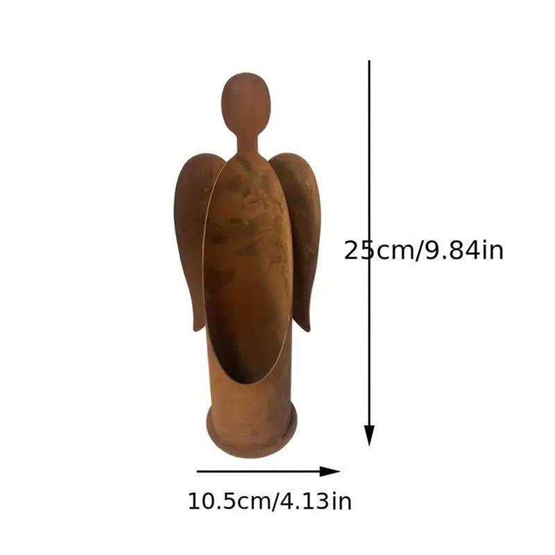

1Pc Vintage Rustic Angel Candle Holder With Wings Copper Finish, Tabletop Candle Holder For Christmas, Easter,Thanksgiving Decor