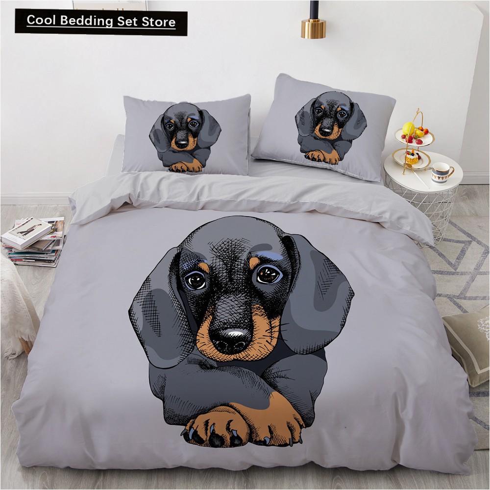 Dog Cat King Queen Duvet Cover Pet Kitty Puppy Bedding Set for Kids Teens Adults Lovely Animals Blue Soft 2/3pcs Quilt Cover