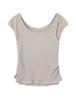 BUCKAROO Women'S Ribbed Shirred Layered T-Shirt Beige