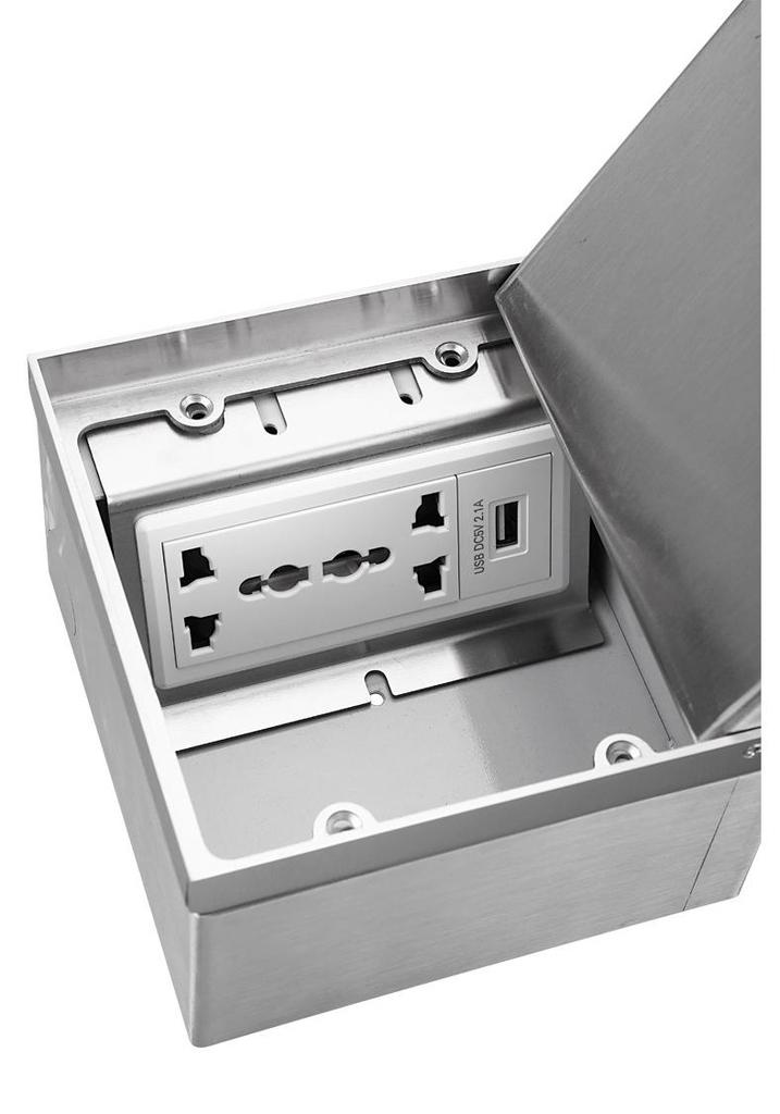 Stainless Steel Concealed Universal Floor Power Socket Box