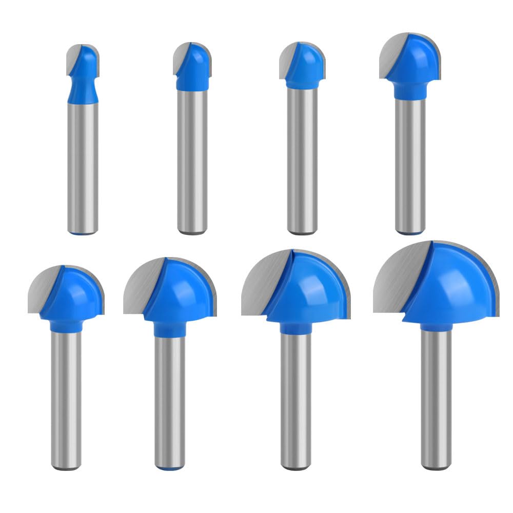 

Solid Carbide Trimmer Solid Carbide Router 6mm Shank Round Bottom Trimmer Knife Set for Electric Tenon Woodworking Milling Industrial Quality Solid