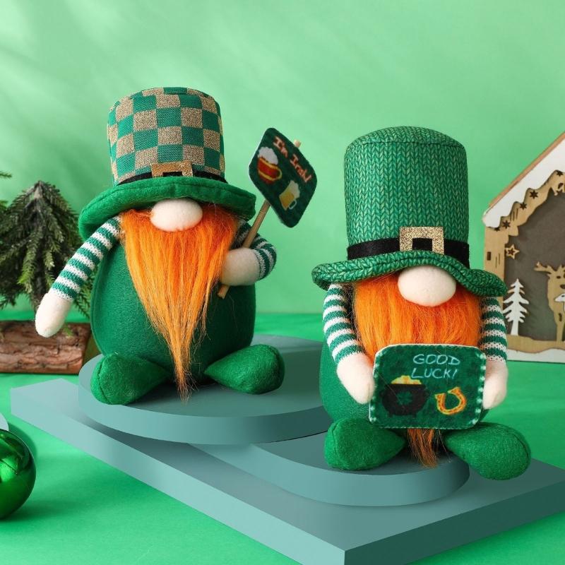 1 st St Patrick's Day Tomtar Irländsk Ansiktslös Docka Prydnader Fest Hemma Dekorationer