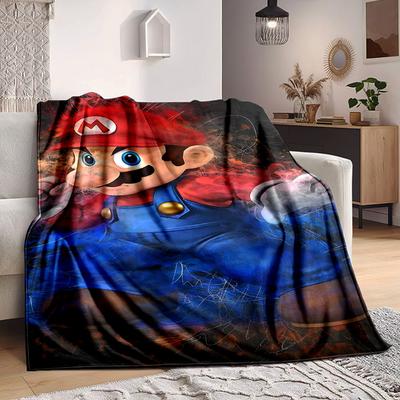 1pc Mario Soft & Warm Flannel Blanket, Multi-Purpose Throw Blanket for Couch, Sofa, Office, Bed, Camping, Travel