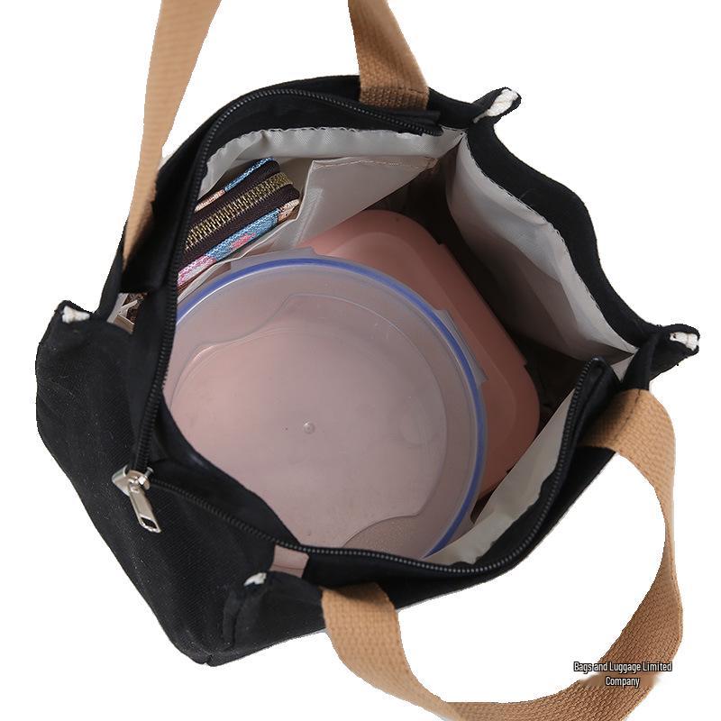 2024 Originale japanische Canvas-Tragetasche mit Reißverschluss - Vielseitige Damen-Eimer-Tasche für Bento-Lunchboxen