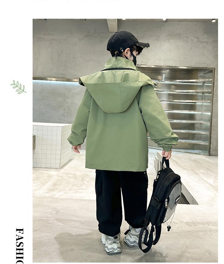 Boys' 3-in-1 Windbreaker Jacket - Fleece-Lined, Detachable for Spring, Autumn, Winter