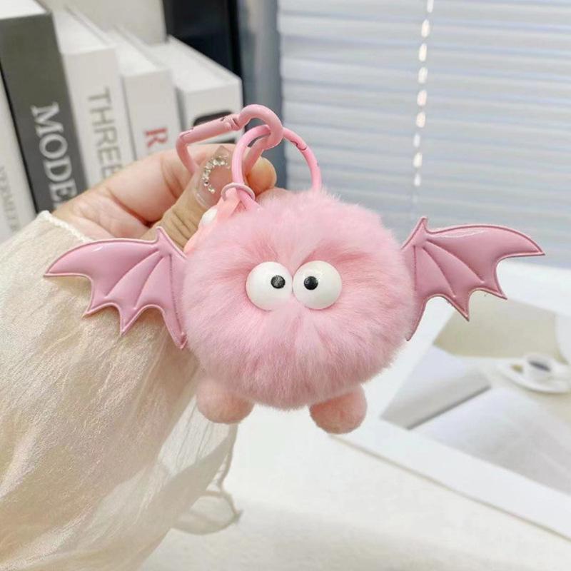 Cross-Border Plush Little Devil Soot Ball Faux Rex Rabbit Fur Pendant Keychain/Backpack Charm