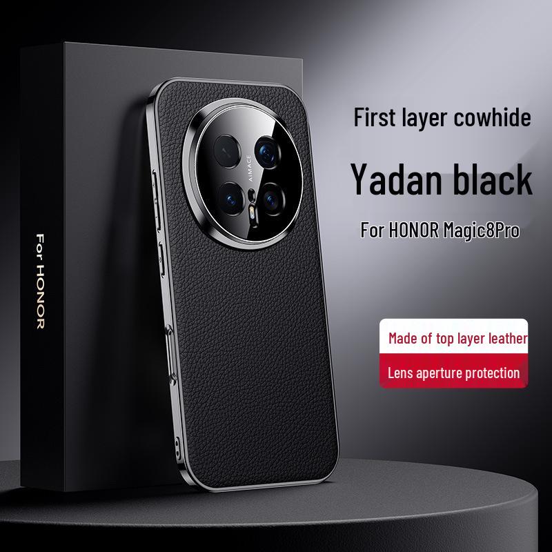 Nowe galwanizowane matowe etui ze skóry bydlęcej na telefon Honor Magic8 & 8Pro - Trwała i odporna na upadki ochrona