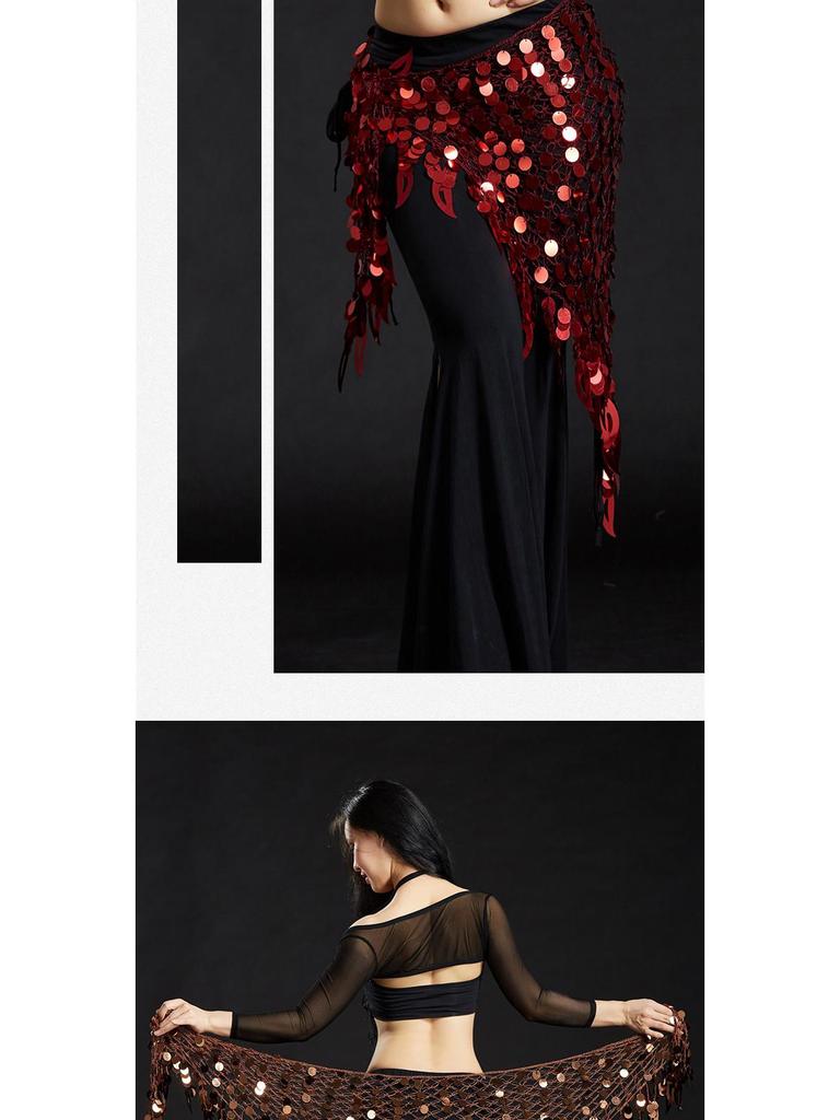 Meerjungfrau Hüfttuch & Bauchkette Bauchtanzkostüm mit Zimbeln Dreieckstuch