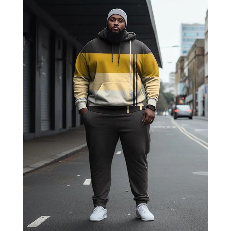 Mens 3D Digital Print Hooded Sweatshirt Jogger Pants Set Sporty Casual Outfit Travel