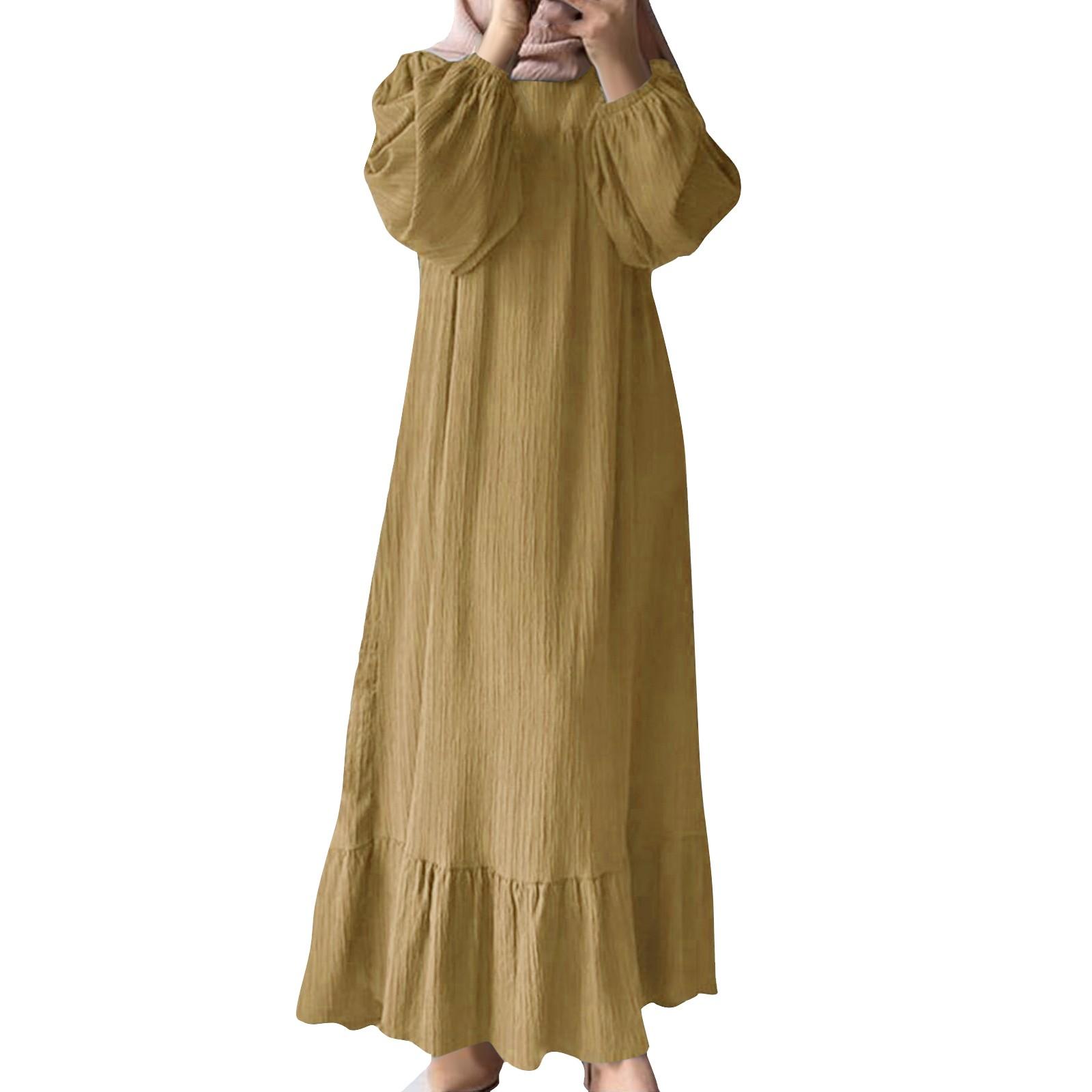 

Женское повседневное модное платье с длинным рукавом в стиле ретро, однотонные винтажные длинные платья с карманом, осень и весна XXL хаки