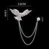 Men's Fashion Suit Brooch Simple Diamond Tassel Metal Wedding Dress Suit Brooch Collar Pin