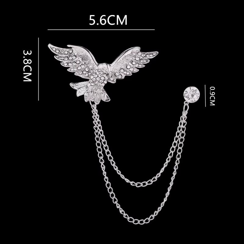 Men's Fashion Suit Brooch Simple Diamond Tassel Metal Wedding Dress Suit Brooch Collar Pin
