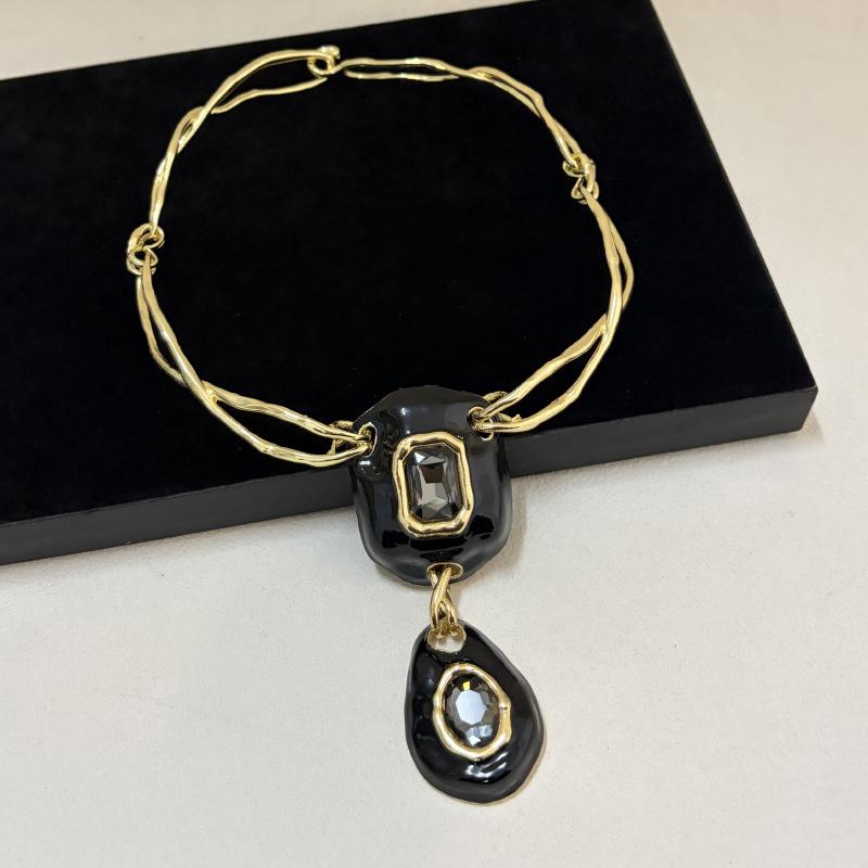 Minimalist Pendant Necklace,Heavy Industry Designer Geometry Gemstone Choker Necklace for Women