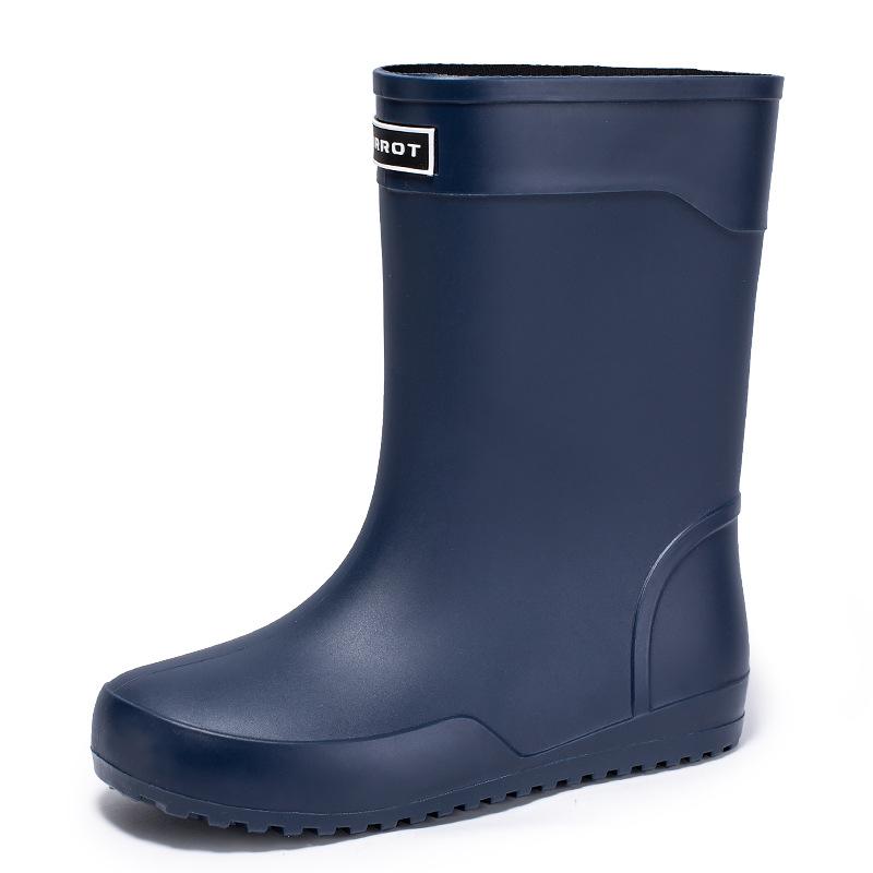 Water shoes high-end medium tube flat-soled rain shoes men's waterproof elastic bundle fixed cotton lint rain boots waterproof rubber shoes