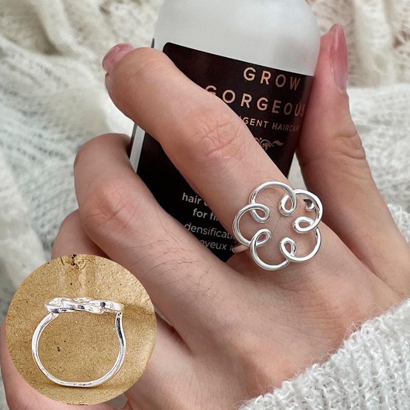 Δαχτυλίδι από Ασήμι 925 Γεωμετρικό Πολυεπίπεδο με Στρογγυλές Χάντρες Γυναικεία Μόδα Punk Τemperament Αντιαλλεργικό Στολίδι Κοσμήματα