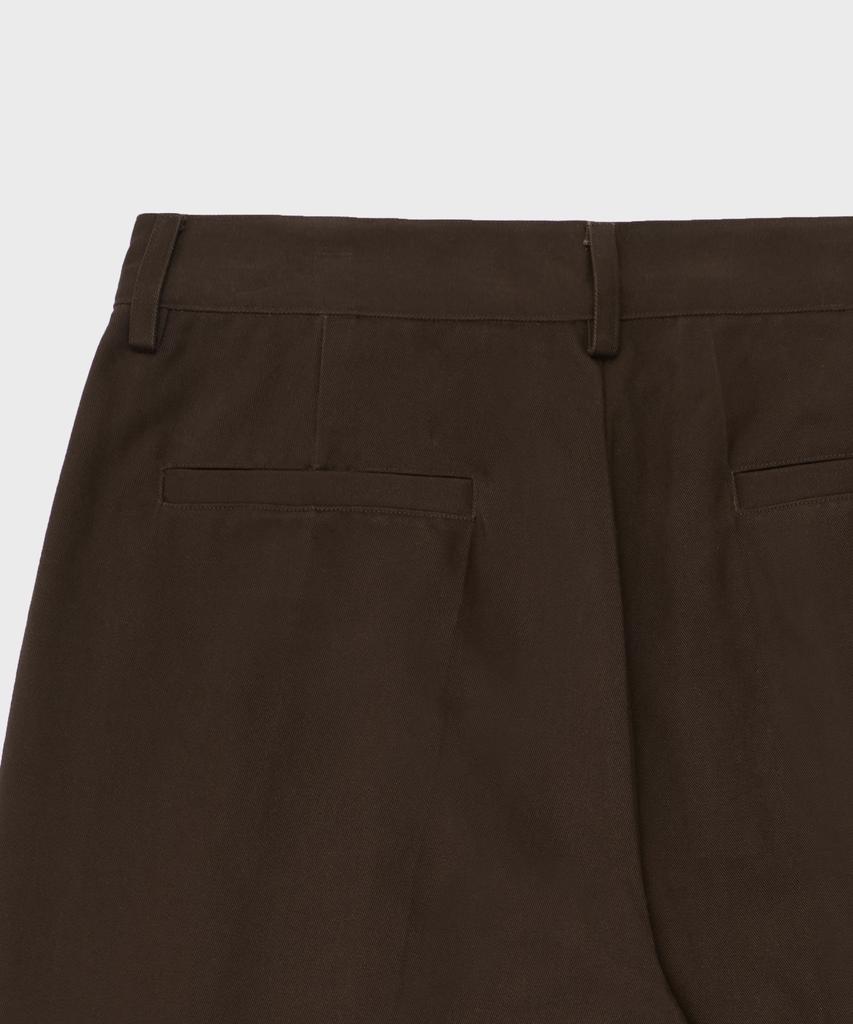 GLW Wide Double-Pleat Cotton Pants Brown