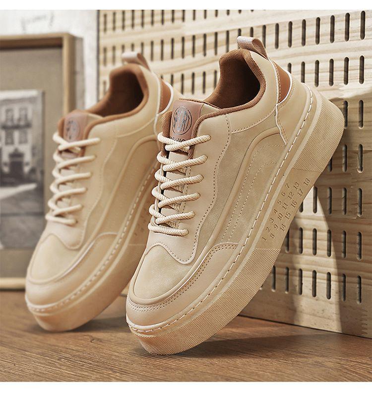 New Men's Breathable White Thick-Soled Sports Casual Shoes: Trendy Spring & Autumn Student Sneaker