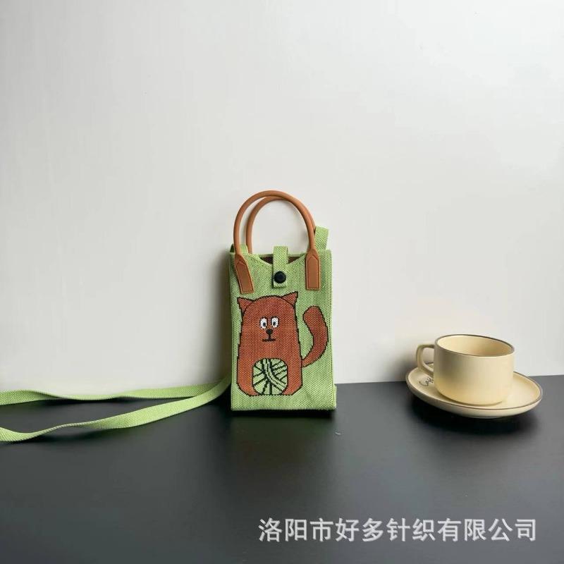 Premium Sense Ns Mobile Phone Bag New Cartoon Knitted Bag Dopamine Niche Versatile Messenger Shoulder Bag Handbag