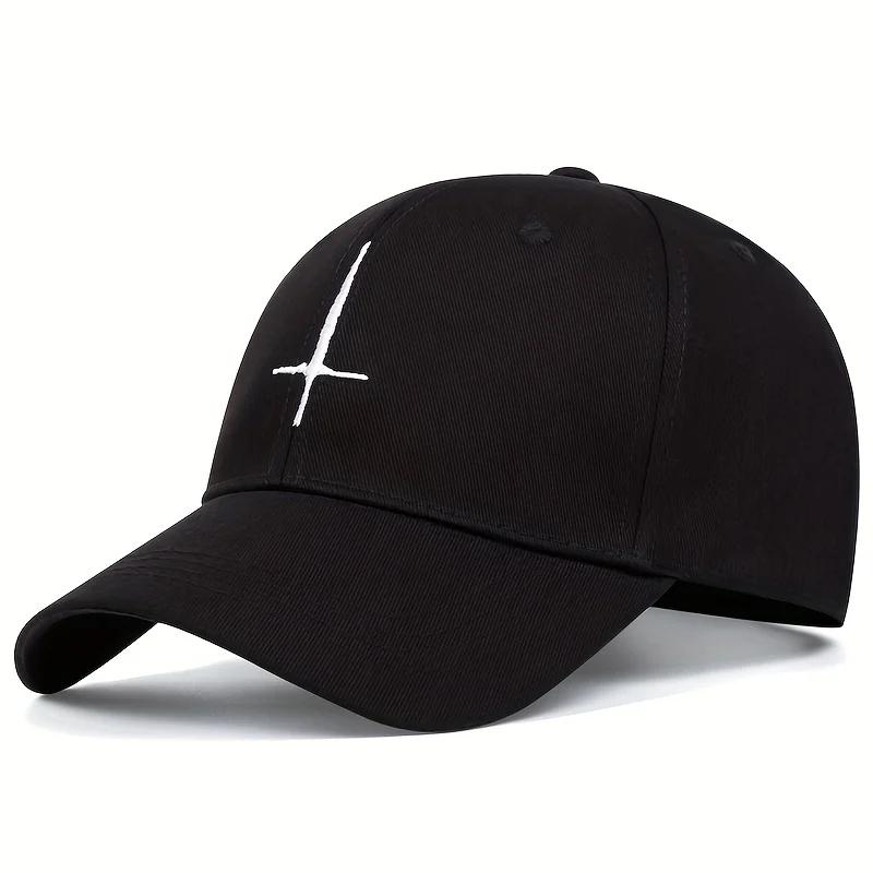 

Unisex Cross Embroidery Baseball Caps Spring Autumn Outdoor Adjustable Casual Hats Sunscreen Hat Sports Cap чорний білий колір