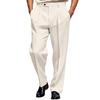 Pantaloni Eleganti da Uomo a Colore Unito Vestibilità Classica Davanti Pieghe Pantaloni Business Casual Adatti per Ufficio e Occasioni Formali