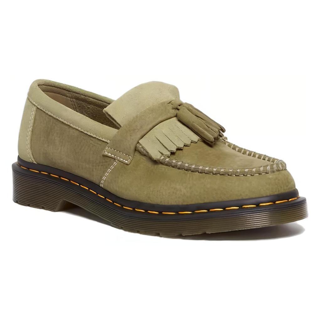 Dr. Martens Leather Round Toe Slip-On Loafers Women Loafers Green 31694357