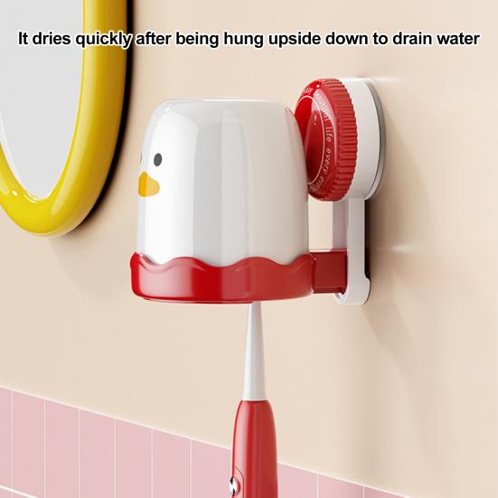 Suction Cup Toothbrush Holder Waterproof Cute Cartoon Bird Shape Simple Installation Bathroom Toothbrush Storage Rack