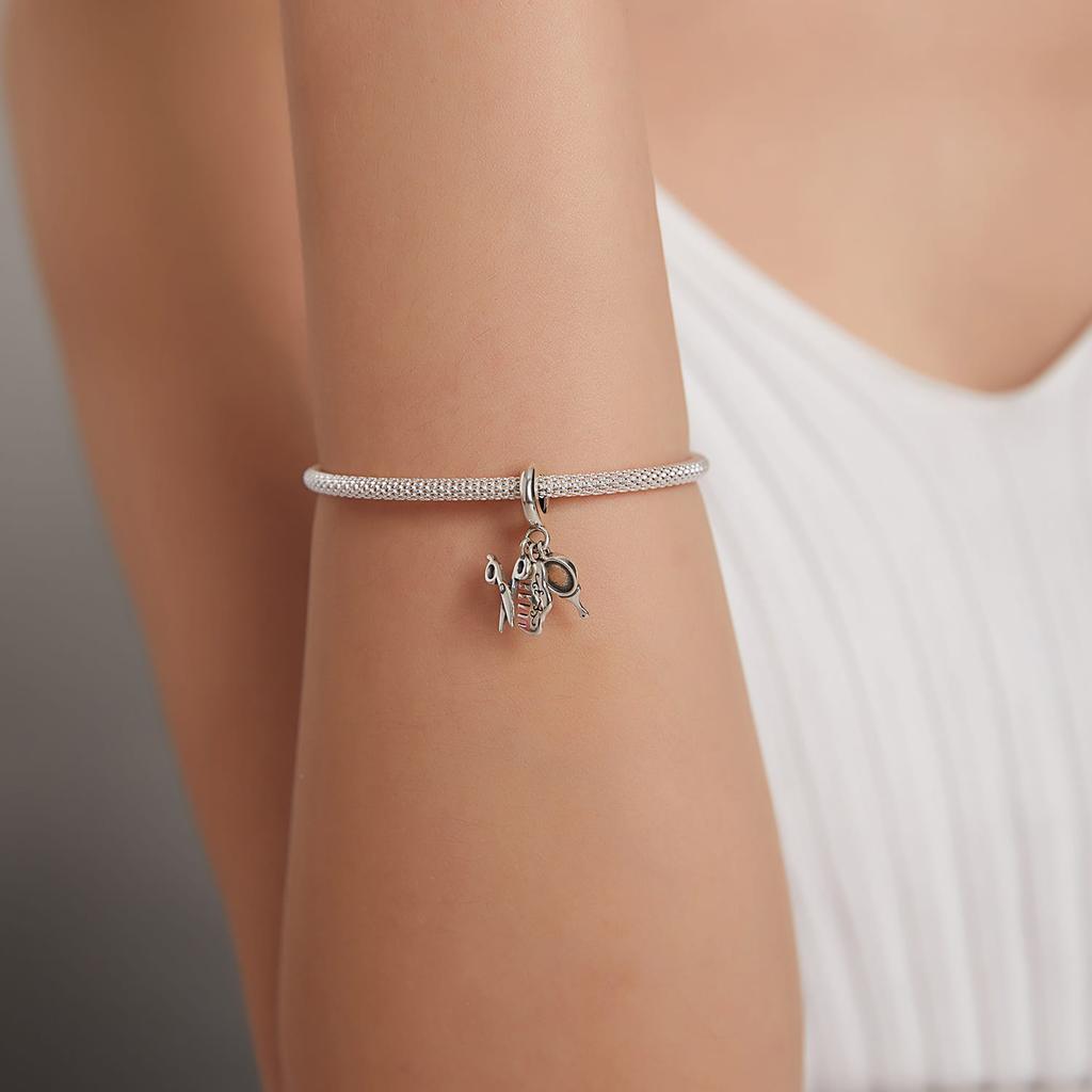 Hairdressing set silver charm pendant silver 925 beads