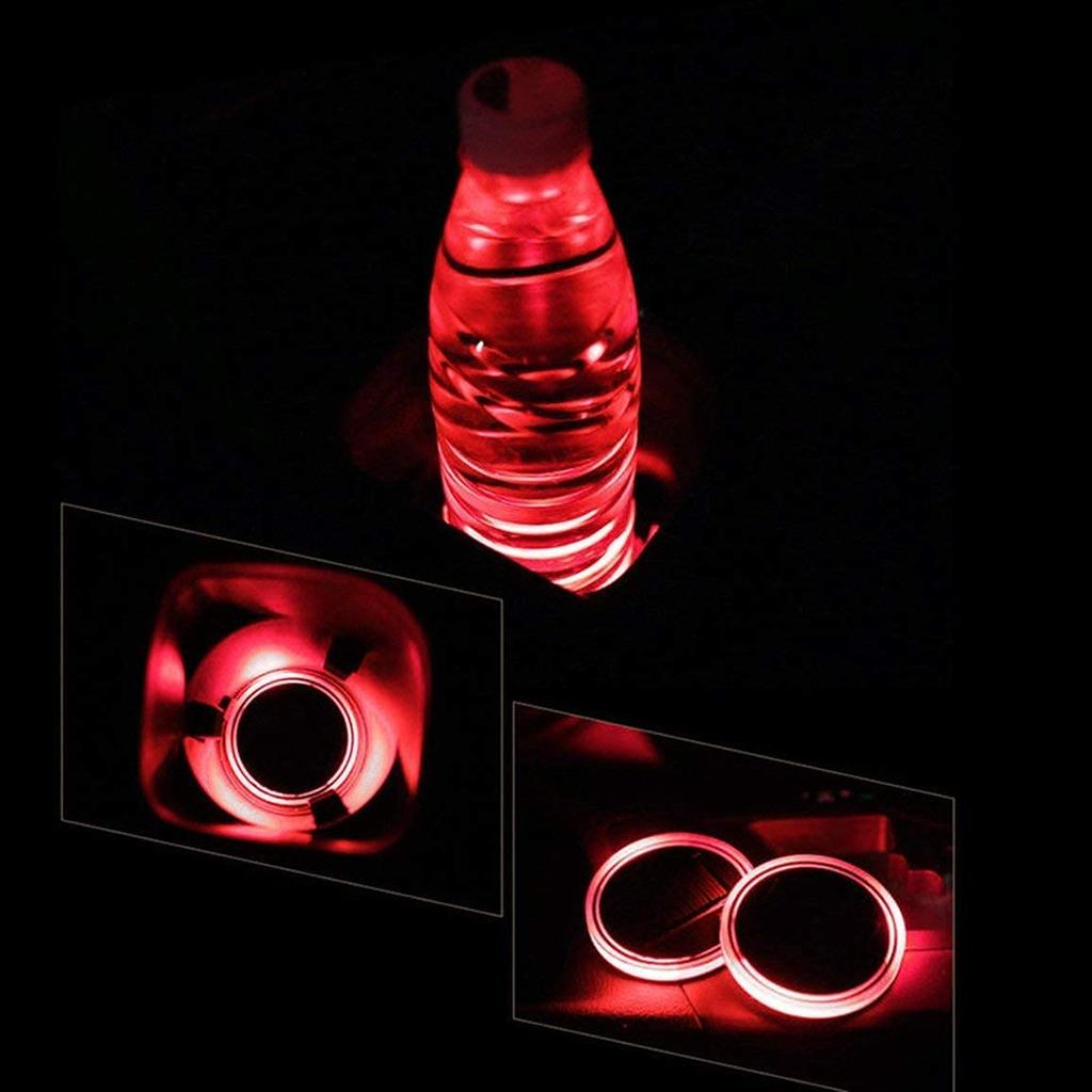 LED Coaster LED Cup Holder Lights 2 Pack 7 Colors Luminous Cup Pad LED