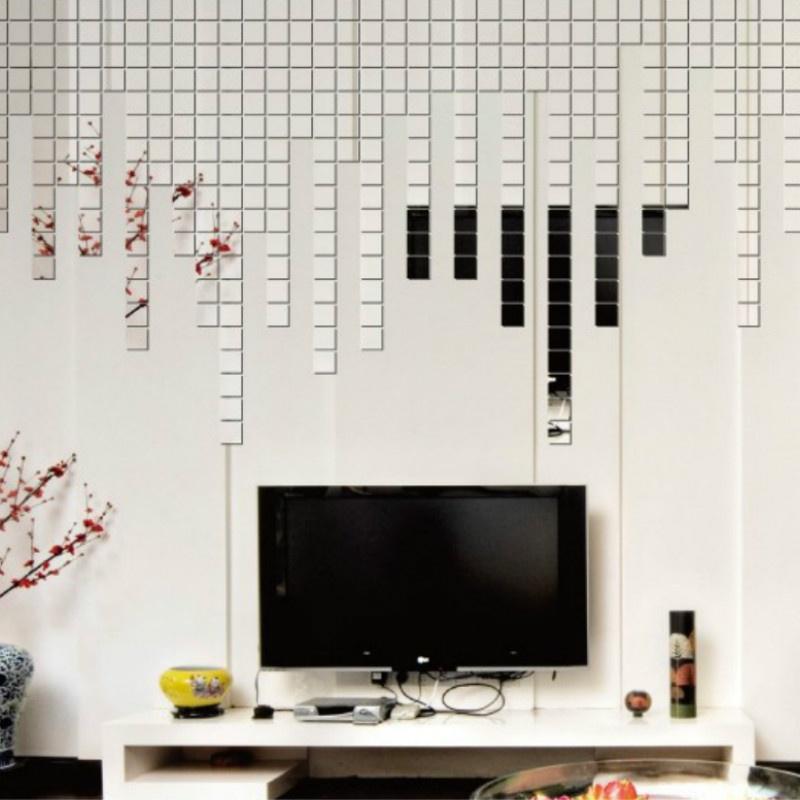 Adesivo de parede acrílico incrível 100pcs acrílico 3D mural adesivo de parede efeito espelho decoração de casa DIY