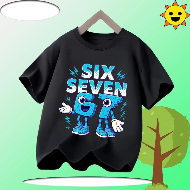 Summer Funny Six Seven 67 Digit Print Children's T-Shirt Casual Polyester Boys Short Sleeve Fashion Comfortable Kids Sport Clothes