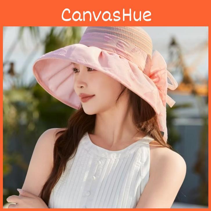 Elegant Womens Sun Hat With Butterfly Bow And Flower Pattern Uv Protection For Spring Summer
