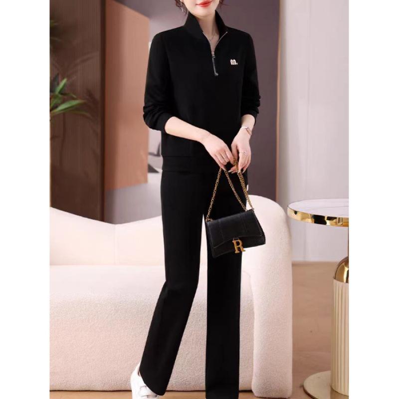 Casual Sports Suit Lapel Women's Spring and Autumn Small Young, Beautiful, Fashionable and Slim Two-piece Set