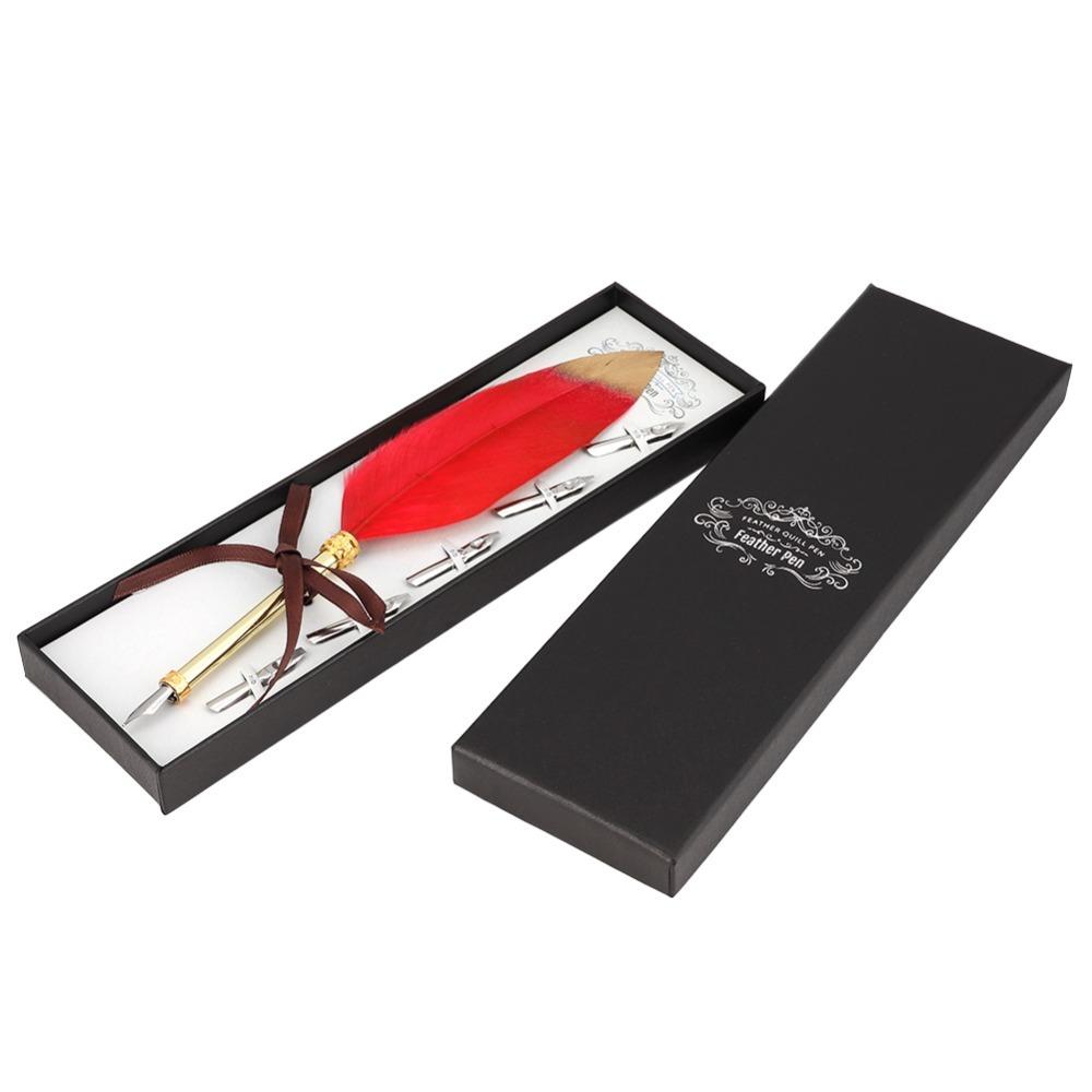 Metal Calligraphic Pen Set Blue Quill Pen Set Portable Dip Pen Set  Office Use