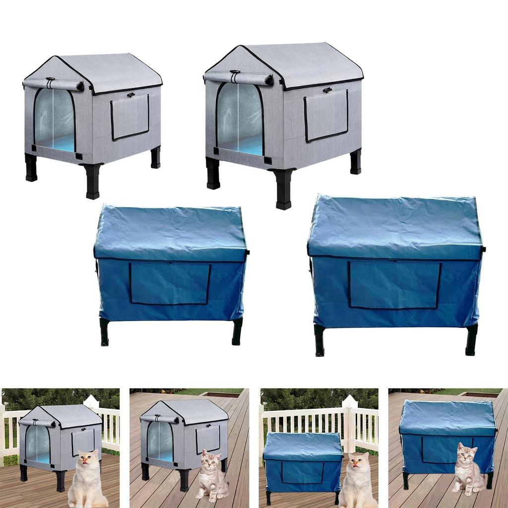 Outdoor Heated Cat House Outside Cat Kitty House Removable Elevated Stray Cat Shelter for Farm Barn Porch Backyard Garden