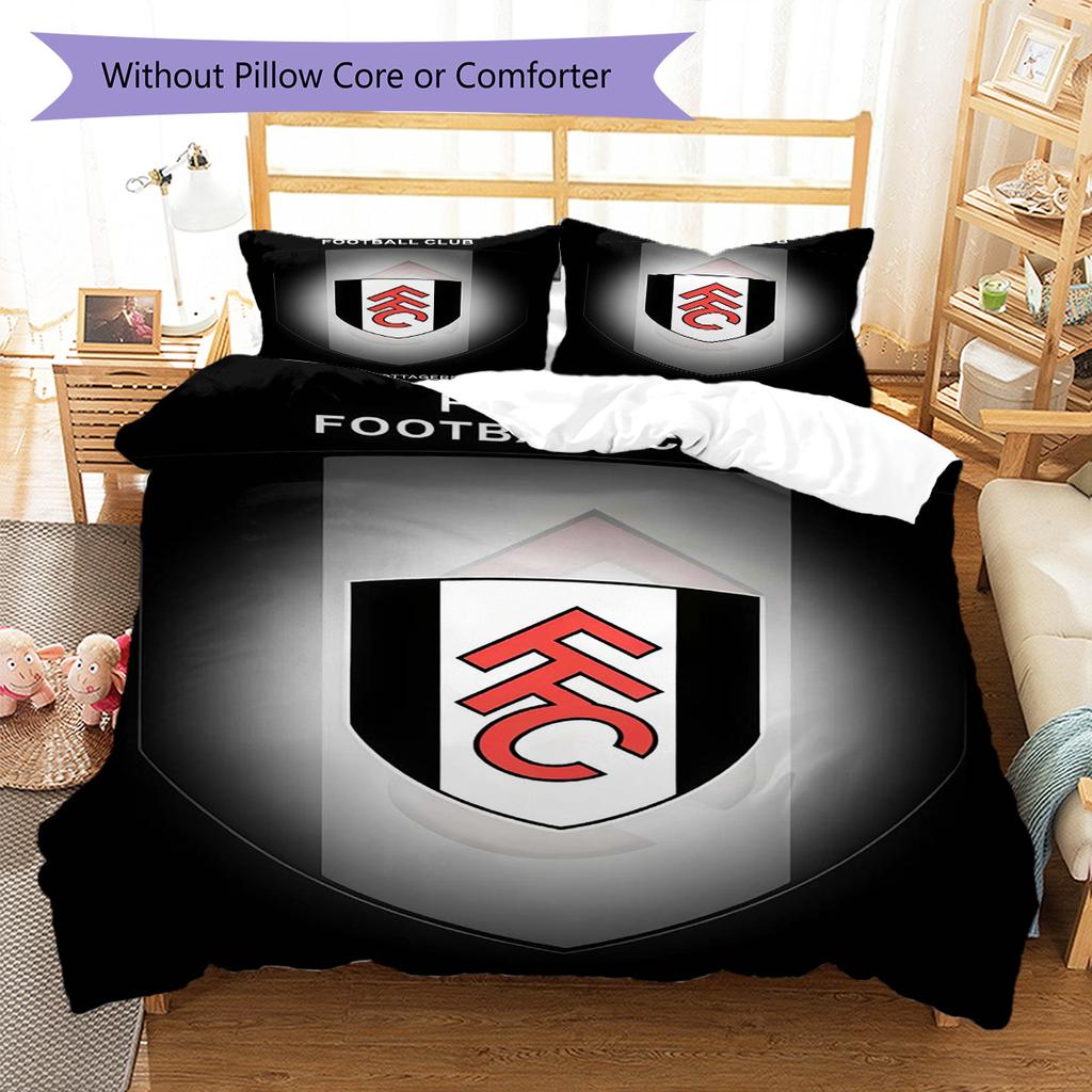 Fulham F.C Teppichmuster Bettwäsche Steppdecke Set Bettbezug Kissenbezug Heimdekoration Geburtstagsgeschenk (1 Bettbezug + 2 Kissenbezüge, ohne Füllung)