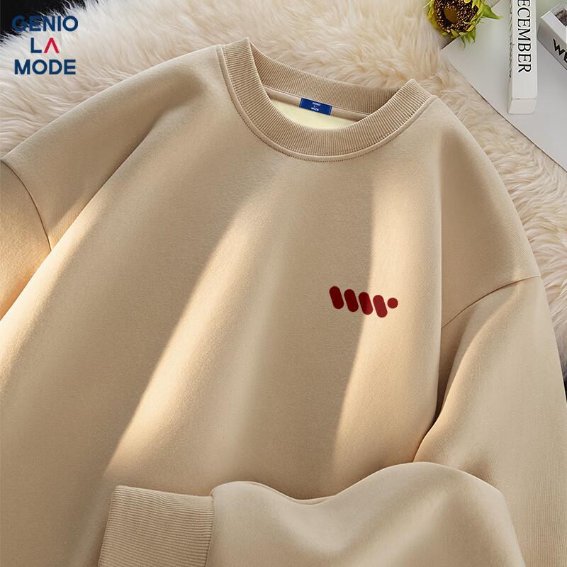 GENIOLAMODE Herren Winter Fleecegefütztes Rundhals-Sweatshirt