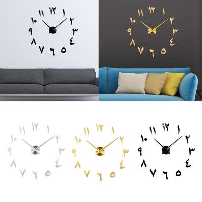 Mirror Surface Wall Clock DIY Home Decor Wall Sticker Clock Peel and Stick