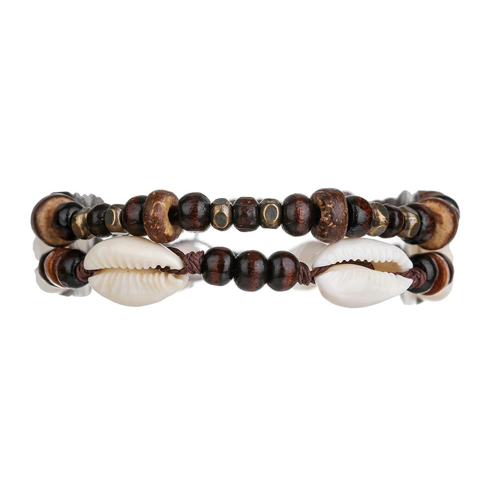 Best-selling Multi-layer Buddha Wood Bead Bracelets Sets Men's Retro Style Multi-layer Elastic Thread Adjustable Wooden Bracelet