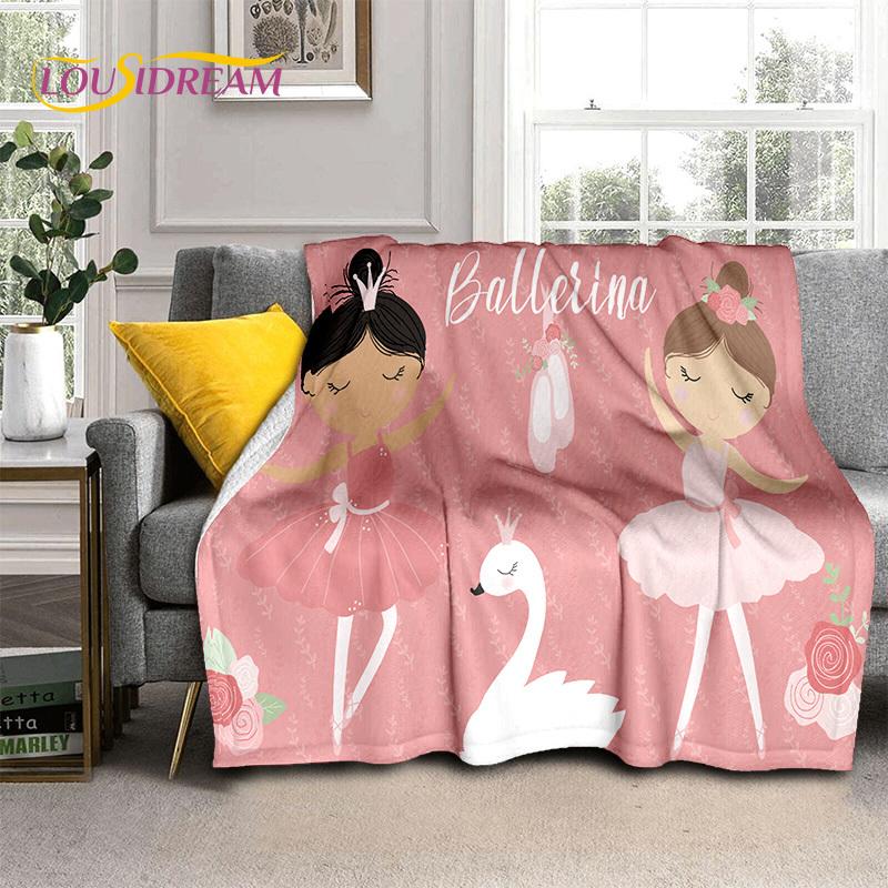 Snová baletka, balerína, víla, labuť, jednorožec, kreslená deka, měkká přehozová deka pro domov, ložnici, postel, pohovku, piknik, cestování, pro děti
