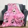 Pink Dogs Heart Flannel Blanket Super Soft Warm Cozy Blanket For Sofa Bed Office Travel Allseason Home Decor Gift