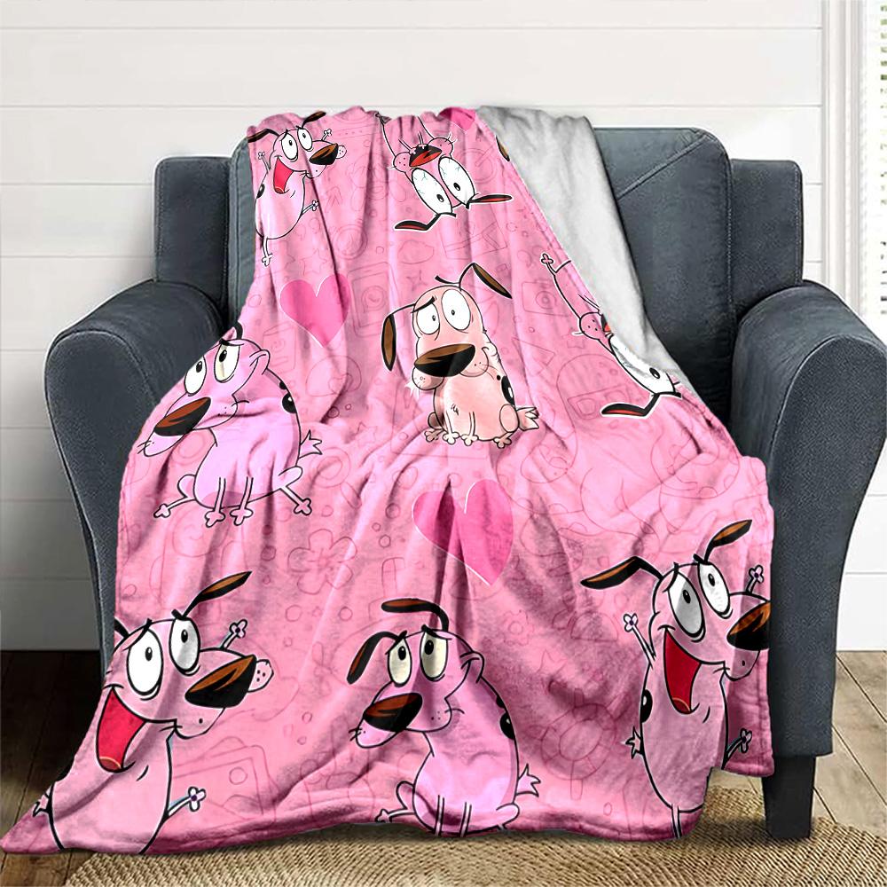 Pink Dogs Heart Flannel Blanket Super Soft Warm Cozy Blanket For Sofa Bed Office Travel Allseason Home Decor Gift
