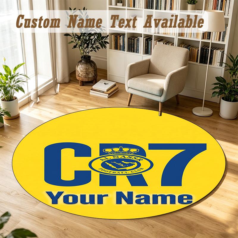 Round Rug Custom NameCristiano Ronaldo Pattern Non Slip Carpet Home Floor Decor