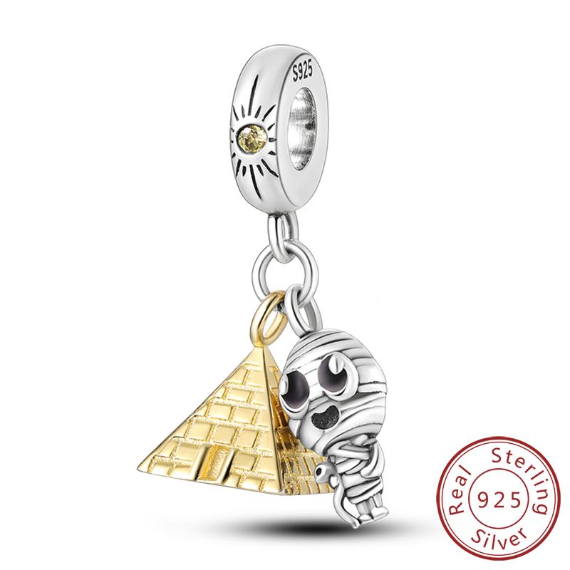 Original Charms Beads Copper Golden Bow Leopard Cat Dog Sunflower Beads Fit Pendant Bracelet Women Jewelry Gift